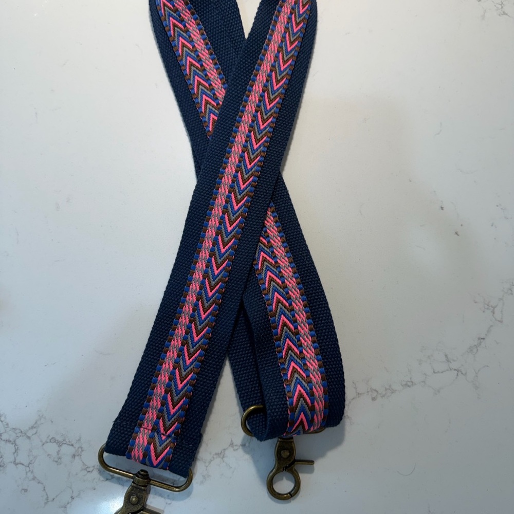 Navy Blue Chevron Pattern Crossbody Bag Strap